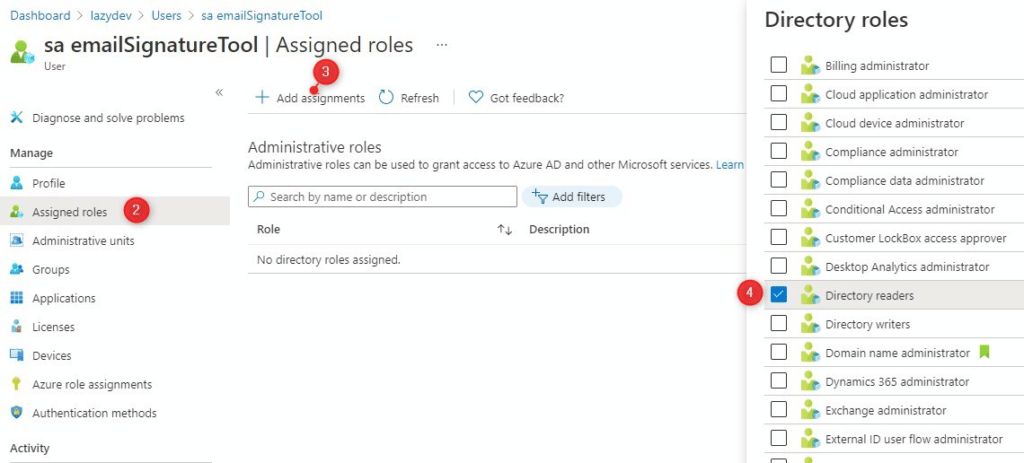 Azure AD admin roles