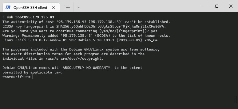 ssh unifi cloud controller