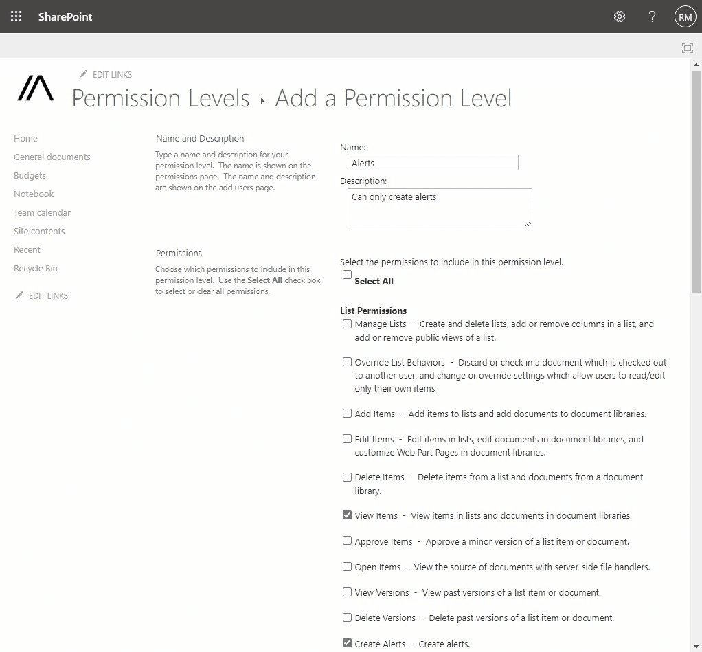creating custom permission level sharepoint