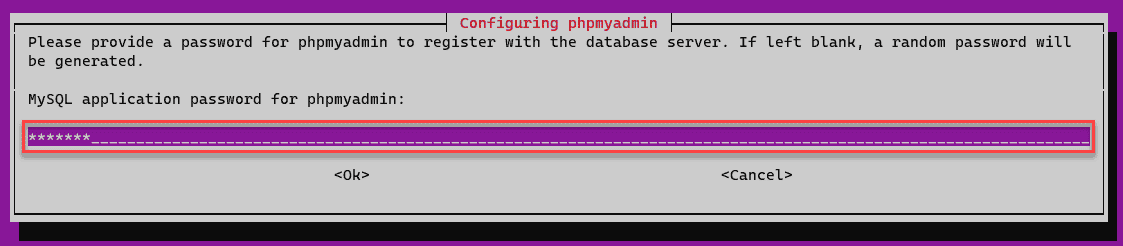 Assigning a new phpMyAdmin password