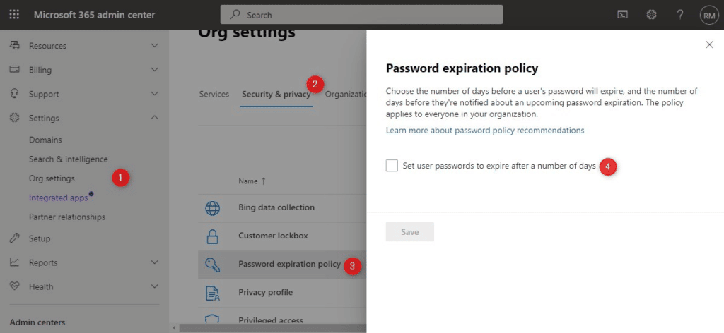 Set password expiration