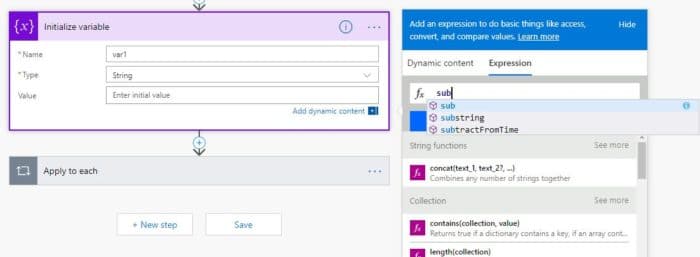 Microsoft Flow Expression functions