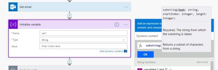 Microsoft Flow function description