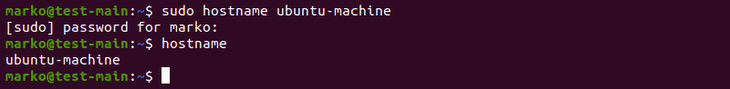 Changing hostname using hostname command