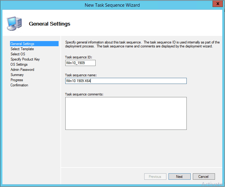 TS ID and Details - Image Creation Using MDT