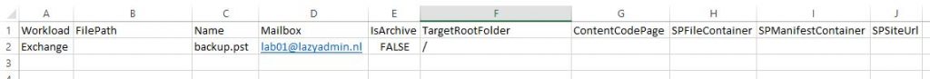 Mapping PST File for import