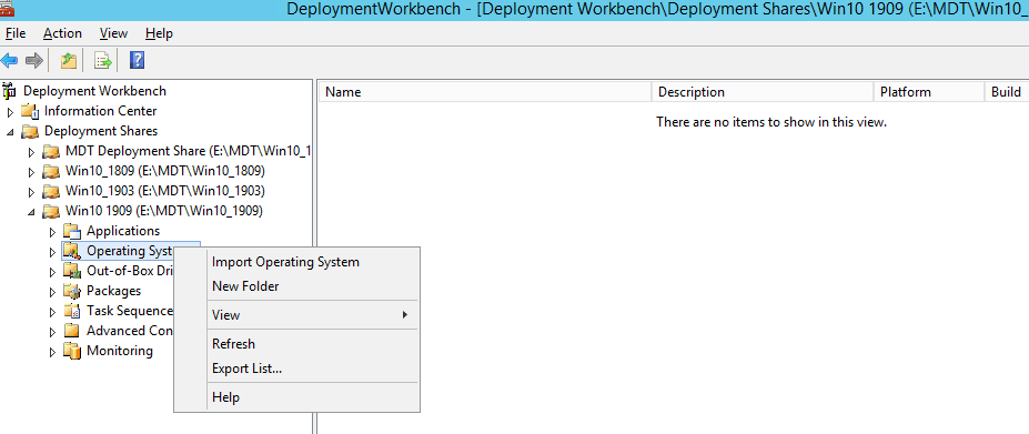  Import Operating System MDT