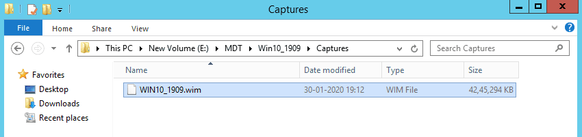 Windows 10 Capture Image is ready created via MDT