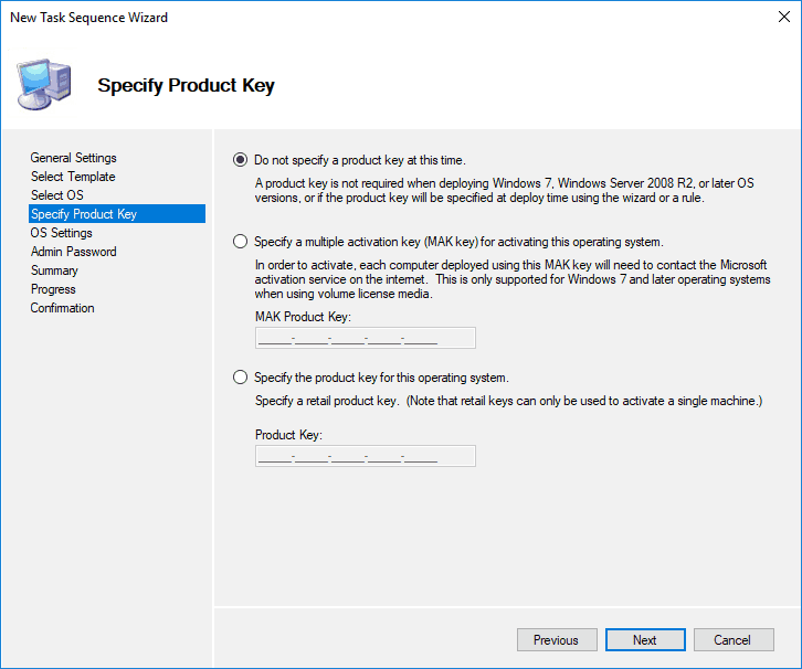 MDT Specify Product Key Deploy Windows Captured Image Using SCCM and MDT