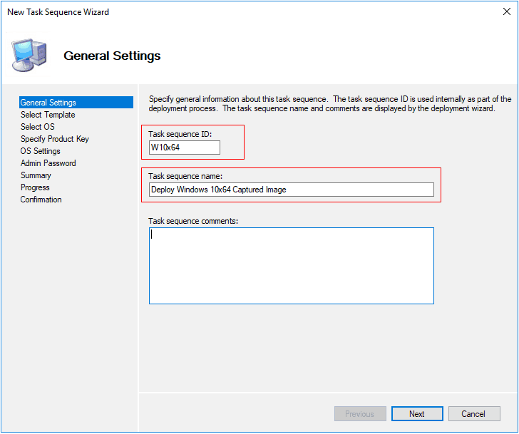 Deploy Windows Captured Image Using SCCM and MDT 12 MDT Task Sequence General Settings - Deploy Windows 10 Image