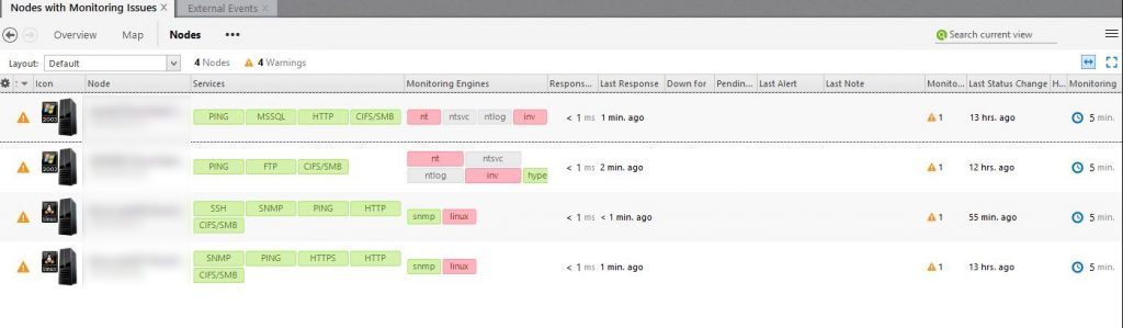 NetCrunch Nodes with issues