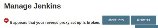 Jenkins error: Reverse proxy set up is broken