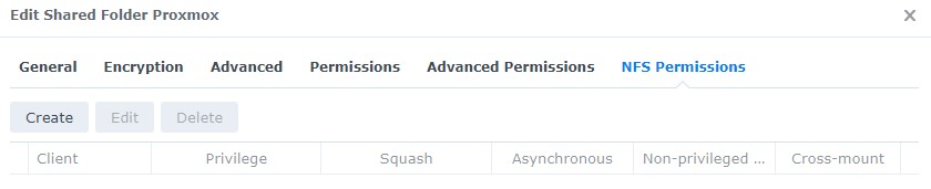 How to Backup Proxmox to a Synology NAS 3 editing the nfs persmissions