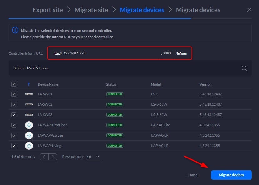 set inform url during migration