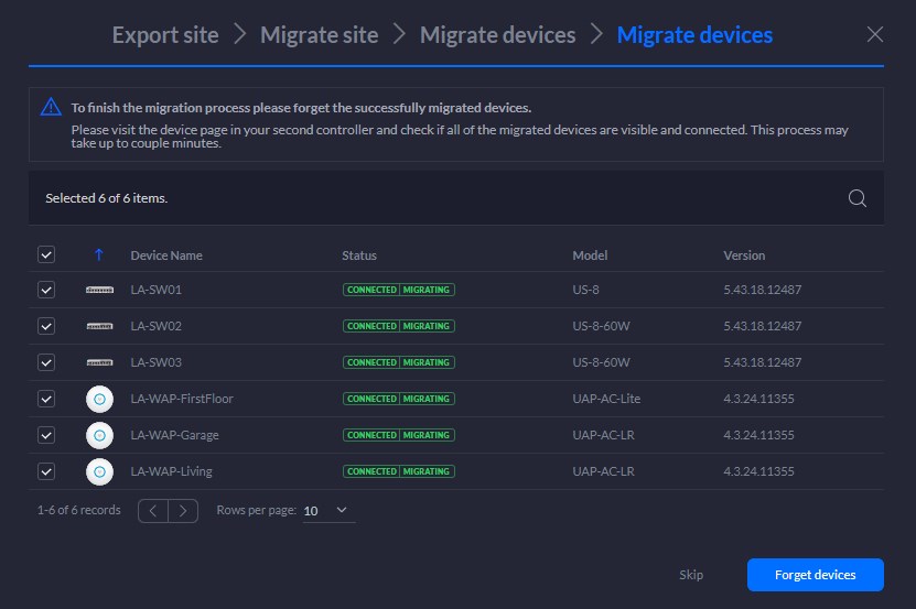 Forget devices in old unifi controller