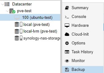 How to Backup Proxmox to a Synology NAS 16 restoring a vm in proxmox by accessing the backup tab