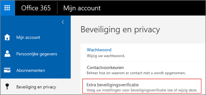 Kies Aanvullende beveiligingsverificatie.