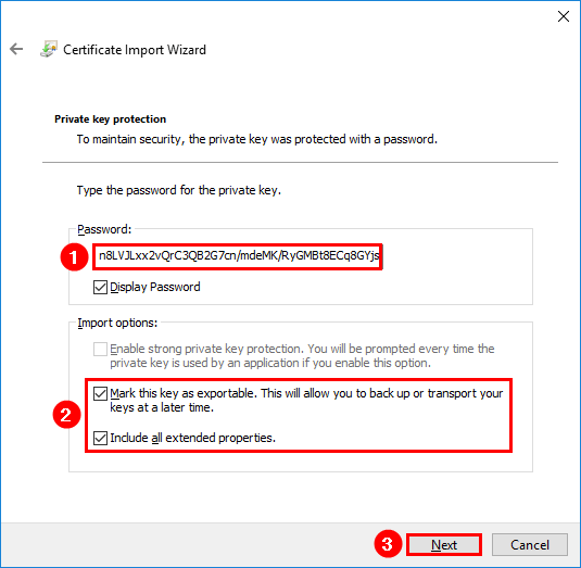 Lets Encrypt export certificate private key password