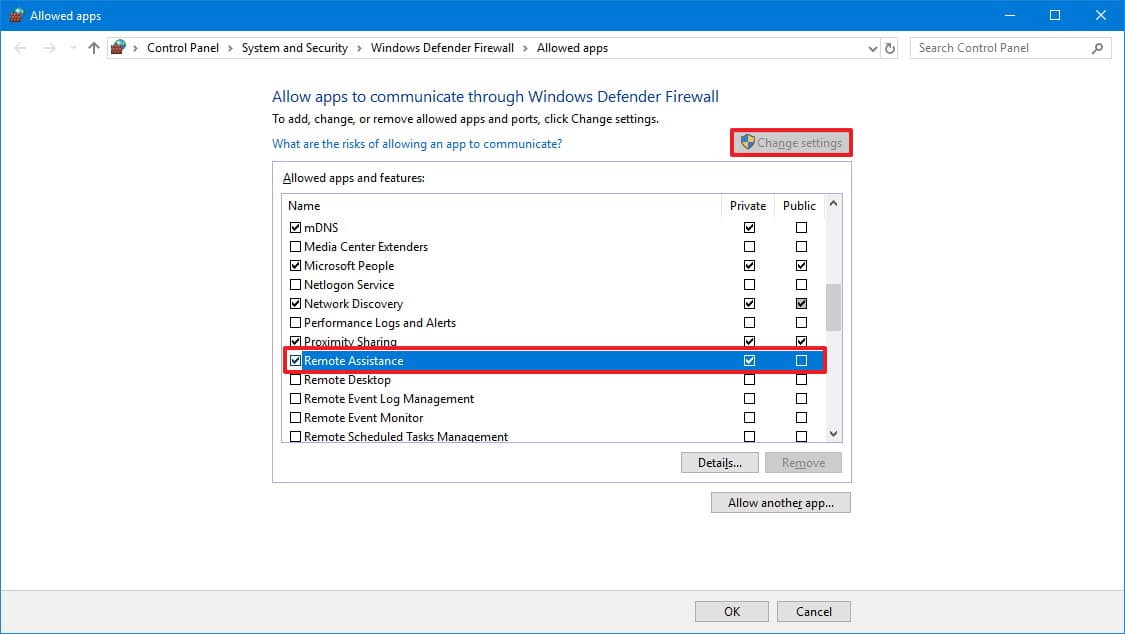 Allow apps through firewall on WIndows 10