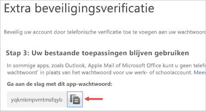 Afbeelding van het kopieerpictogram om het appwachtwoord naar het klembord te kopiëren.