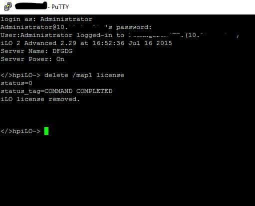 Remove iLO License