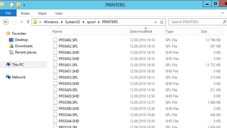print job stuck in queue print server
